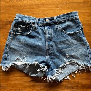 Levi's Blue Distressed Jean Shorts